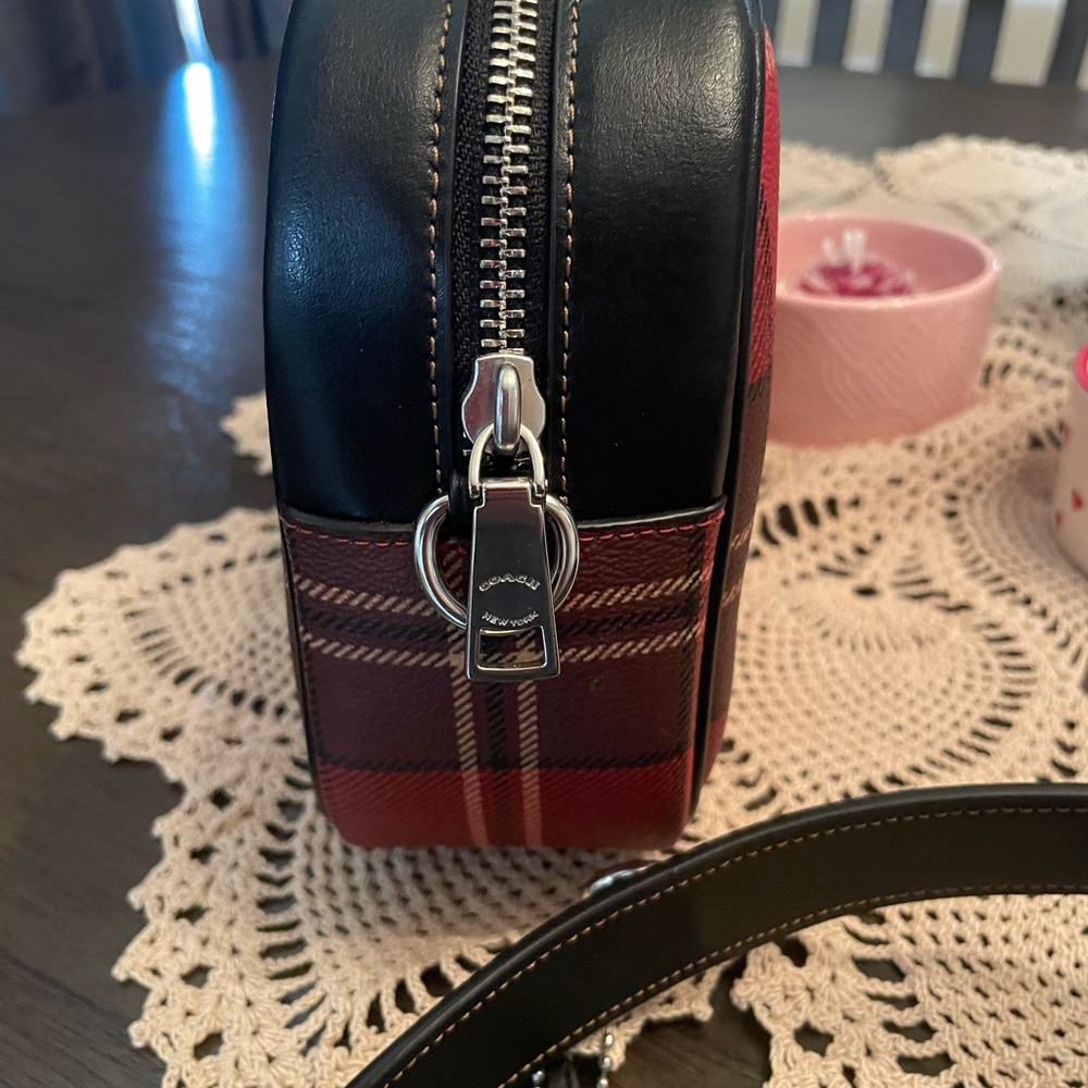 Coach NWT Jamie Camera Bag in Tartan Plaid Print Red/Black Mult - Picture 7 of 15